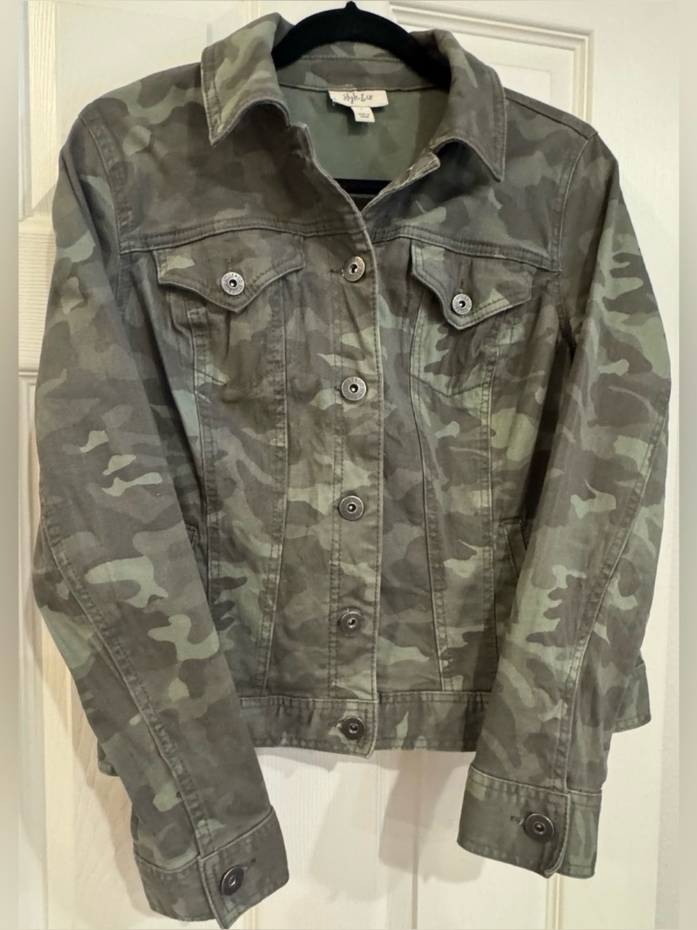 Style & Co. Olive Camo Jean Jacket